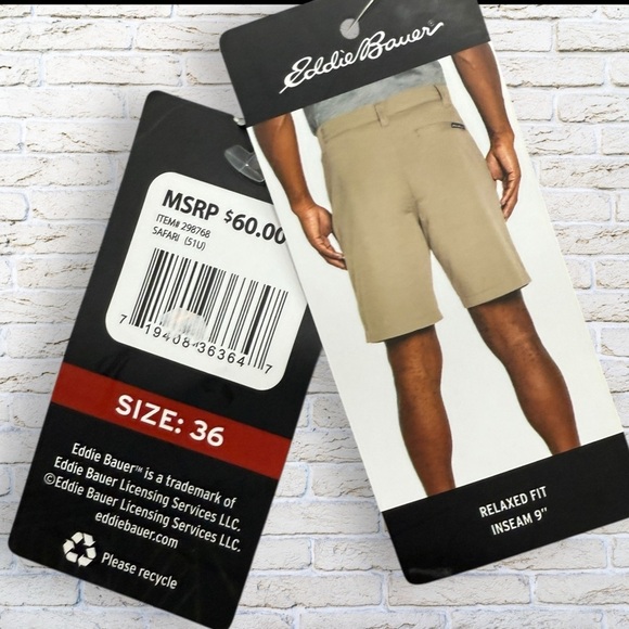 NWT Eddie Bauer Mens Short Safari Size 36 Flat Front - Picture 5 of 6